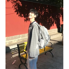 春季宽松高质感长袖T恤显瘦春秋舒适休闲圆领横条纹刺绣TB1511，男装T恤，星座1116A（原606A-3）