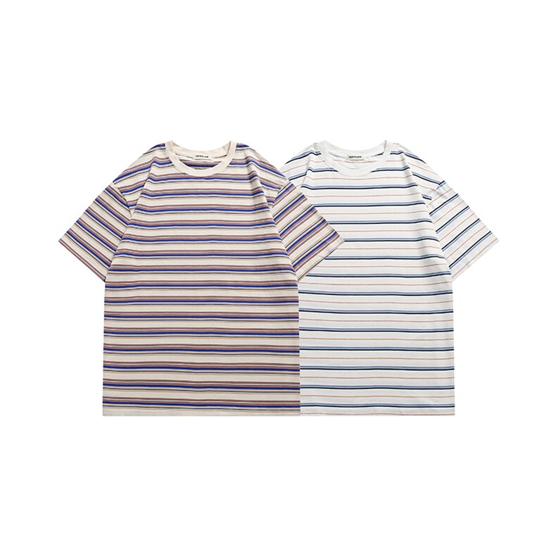 22SS宽条纹日系大码短袖T恤615-T136-P38，控48，男装T恤，星座702-1