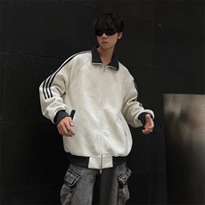 抖音得物高品质美式高街重磅结构设计拼接织带立领卫衣外套CM42，女装短外套，电商A486-1