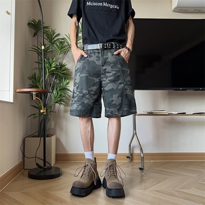 美式复古男款重磅宽松迷彩工装五分休闲百搭夏季短裤D011-P38图片
