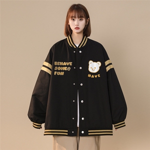 中性春季百搭宽松棒球服拼色夹克情侣棒球服外套女G6291 P65控78图片