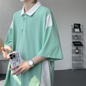 8XL-M拼接撞色短袖t恤男款夏季新款半袖POLO衫加肥加大码DT004P38图片