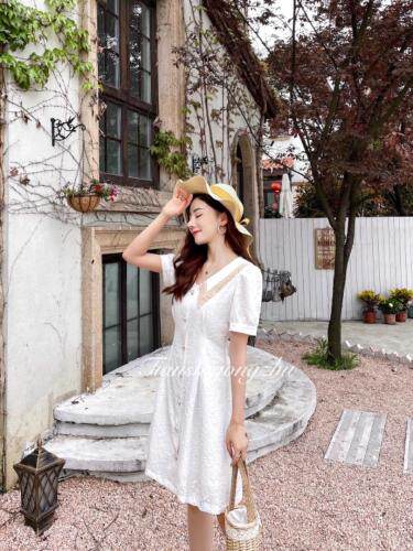 提花刺绣连衣裙，女装连衣裙，天使公主