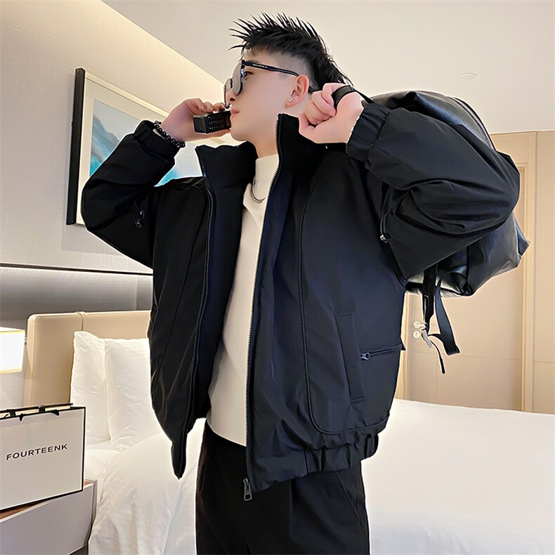 AY76/特P158控208冬季社会小伙高级设计师简约潮牌纯色棉服男咖首,男装棉衣,星座305B-1