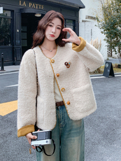 新款现货皮毛一体外套2C087-9280-P189K269，女装短外套，2C087