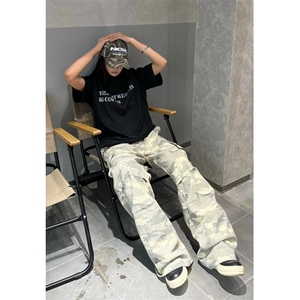 迷彩工装裤男女高街嘻哈牛仔裤伞兵裤阔腿直筒休闲裤子 KA721图片