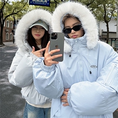 【高品质】情侣款大毛领派克服羽绒服保暖棉服外套T601-P105网图，男装羽绒服，电商B245