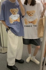 夏季情侣装印花可爱小熊短袖T恤学生卡通上衣A071-5506-P25，男装T恤，电商A071