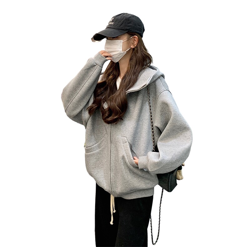 新款灰色连帽空气棉外套显瘦百搭休闲短款女装,女装短外套,新思路