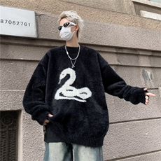 复古着设计小众慵懒风绿色条纹高级感显瘦休闲毛衣男女潮春，男装针织衫/毛衣，星座716-3