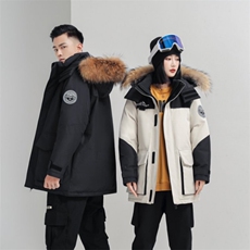 85%绒羽绒服户外防寒连帽工装时尚大毛领情侣派克服男P260，男装羽绒服，星座1210B