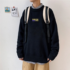 1港风新款宽松休闲中性情侣潮流印花毛衣男外套7732P48加绒P55，男装针织衫/毛衣，星座226-2