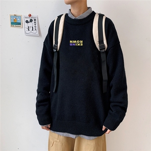 1港风新款宽松休闲中性情侣潮流印花毛衣男外套7732P48加绒P55图片
