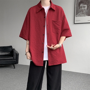 8XL-M泡泡纱盐缩肌理短袖衬衫男夏季冰丝外套防晒衬衣DC28011P36图片