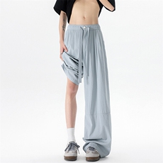 8XL-M白色不透肌理感透气垂感休闲裤男夏季阔腿裤长裤K9137P60，男装休闲裤，电商D206-1