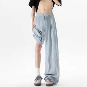 8XL-M 白色不透肌理感透气垂感休闲裤男夏季阔腿裤长裤K9137P60图片