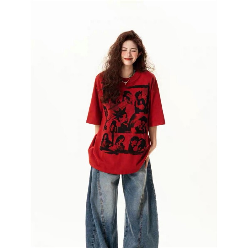 1506-1/TC1578280G1/P40夏季新款复古涂鸦短袖情侣宽松休闲百搭,男装T恤,星座1506-1