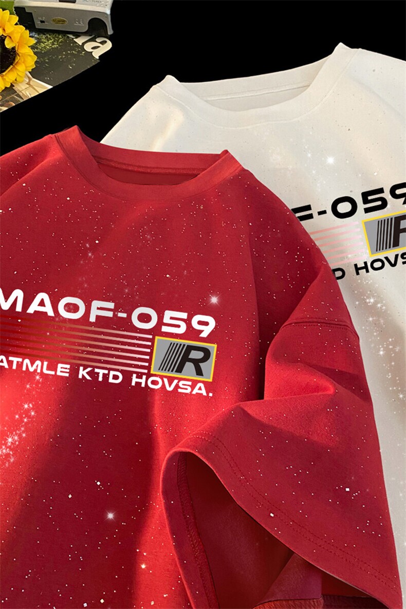 2025夏季新款高品质满天星亮片短袖MAOF字母印花MT9144-P30控48,男装T恤,星座508（原C305）
