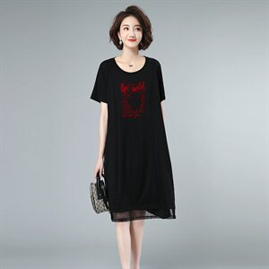 2021夏款新款拼接大码女装连衣裙238款图片