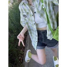 夏季韩版港风薄款短袖衬衫衣女2025年新款上小个子ins宽松简约清，男装T恤，星座1210-1