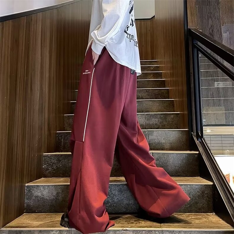 美式嘻哈运动裤春秋季潮牌垂感直筒拖地裤子男宽松阔腿休闲裤,男装休闲裤,四季星座218-1
