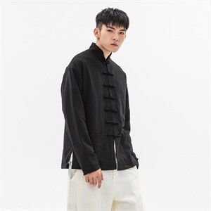 秋冬大码风夹克外套立领盘扣情侣中性唐装汉服朝JK20/P135,男装夹克,钱塘713