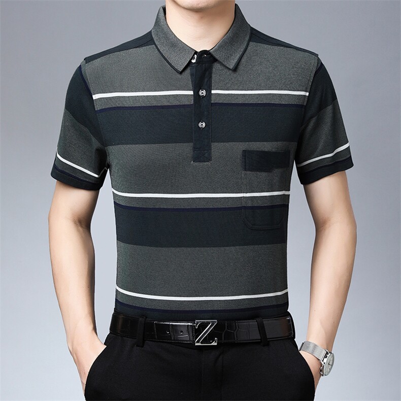 百搭时尚polo男士短袖上衣条纹夏季宽松中年潮流T恤HM1506-P60,男装Polo衫,星座1105-3