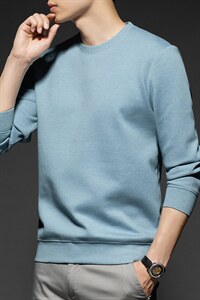 FL-K02男式2022春季新款长袖纯色T恤男休闲男装体恤P70图片