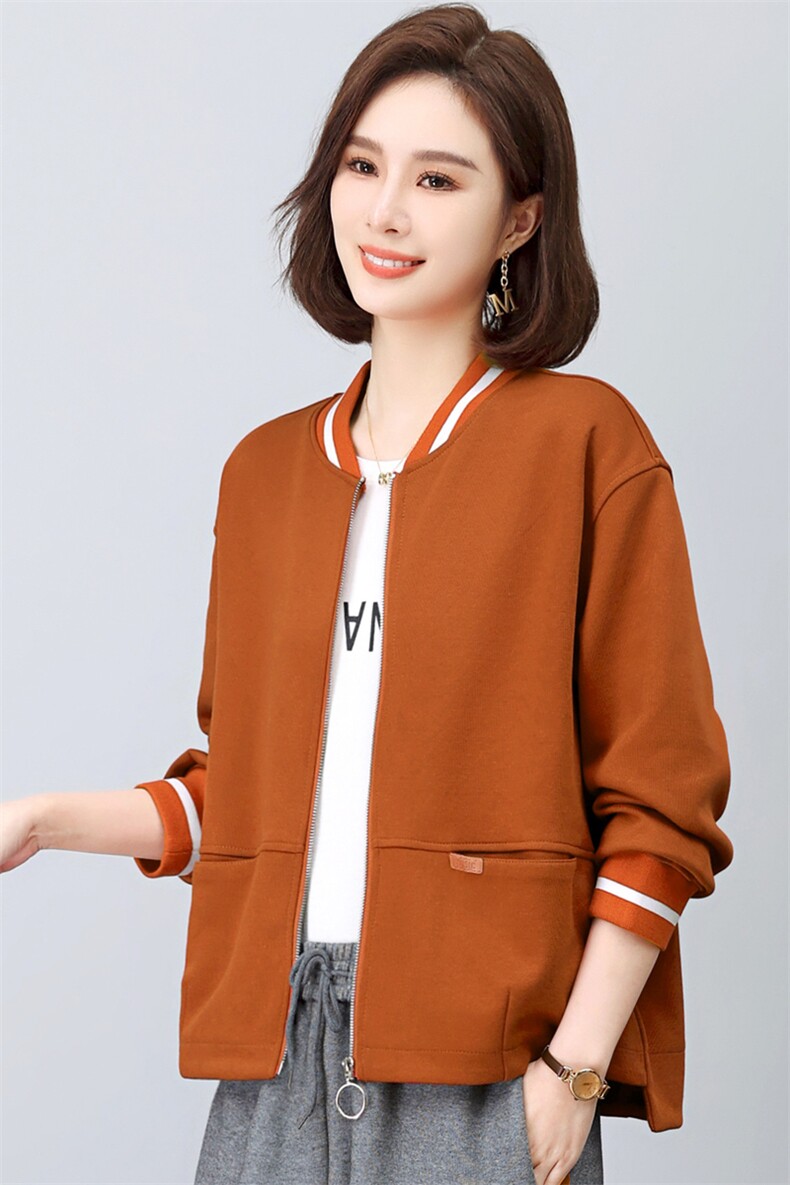 短款棒球服外套女春秋2025新款大码宽松显瘦中年妈妈休闲开衫上衣,女装卫衣/绒衫,璐依舞