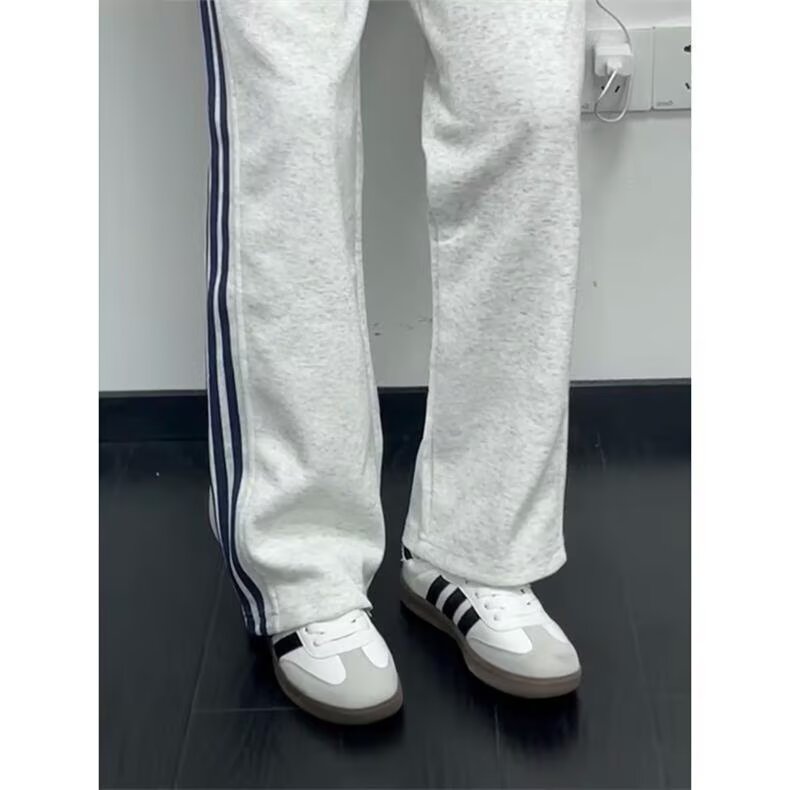 港风秋款男女休闲卫裤三条杠条纹直筒宽松长裤h075P45,男装休闲裤,星座1013-1