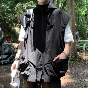 工装马甲男港风潮流高街帅气2024夏季ins宽松个性外套W4910-P49图片
