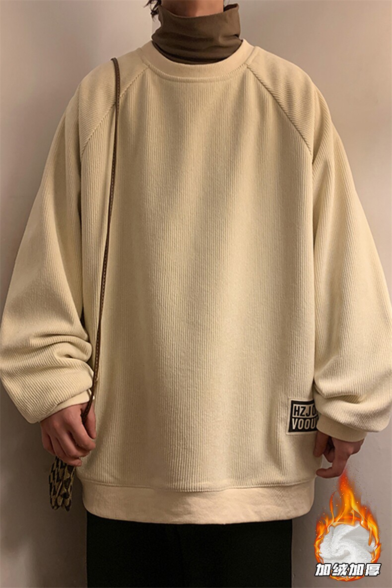 2025冬季新款港风黄墙大码圆领加绒超厚卫衣M-5XHW23905-特P35,男装卫衣,电商A022