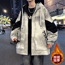新款2025男士连帽加绒加厚脏脏然夹克外套冬季，男装夹克，星座1206（原A206）