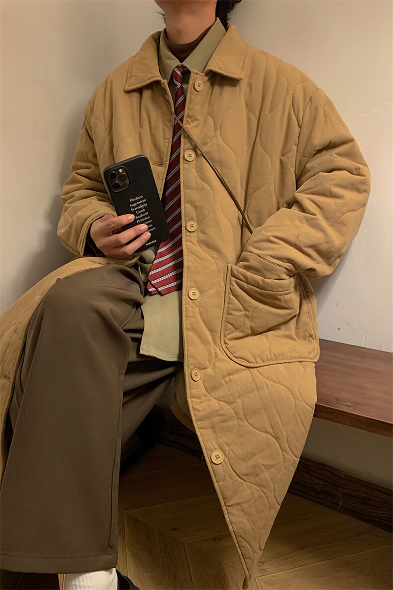 MY664-P168高品质冬季纯棉中长款棉衣男水洗棉棉服宽松大码男装,男装棉衣,电商B280-1（原A049）