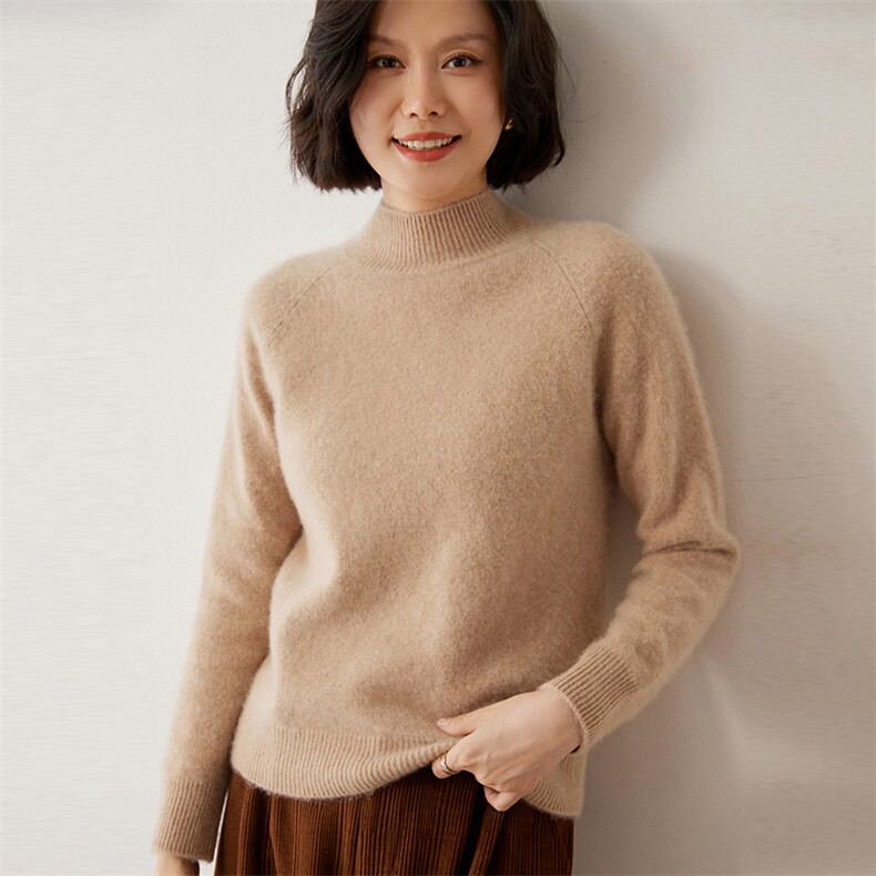 时尚保暖半高领羊绒衫优雅显瘦百搭必备,女装羊绒衫,米琪莲羊绒