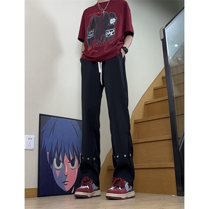 美式高街 hiphop冰丝铆钉微喇休闲裤货号K2425P55图片
