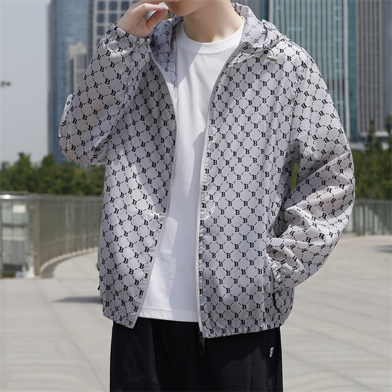 2025男士夏季字母印花防晒衣情侣款男女外套防晒衣1502-F001-P15，男装防晒衣，星座1502-1