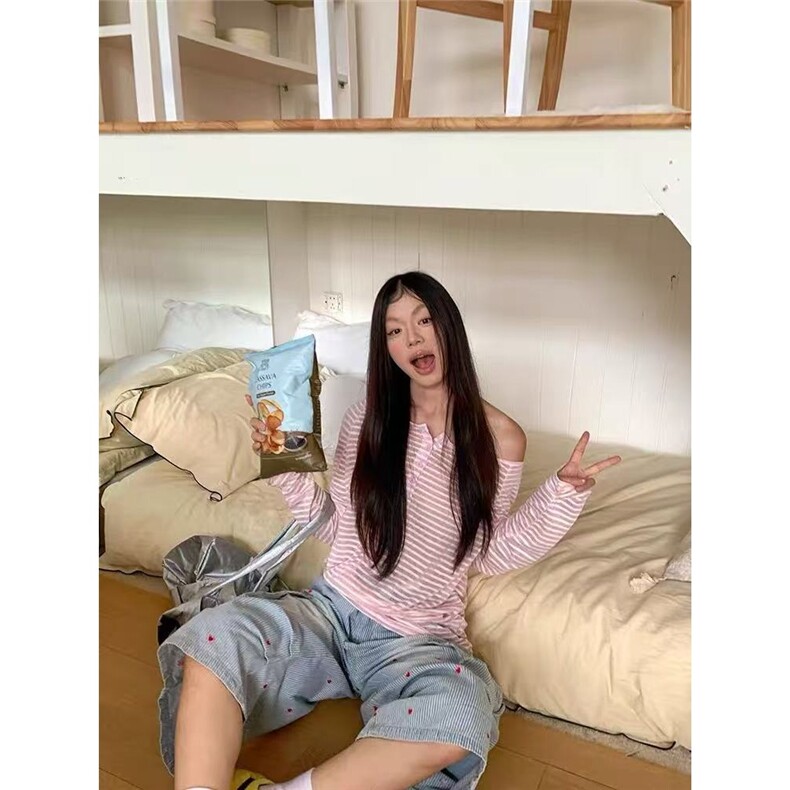 甜妹爱心显瘦裤子牛仔女款夏季设计感休闲宽松工装裤子LA3699-P56,男装工装外套,星座1008