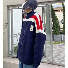半高领针织拉链开衫欧货字母拼色毛衣男女外套2026秋冬新款上，男装针织衫/毛衣，星座218-1（原230）