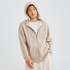 2024秋冬新款羊毛男女同款十二针空气层加厚连帽羊毛开衫男装，男装羊毛衫，雪贝坊二店