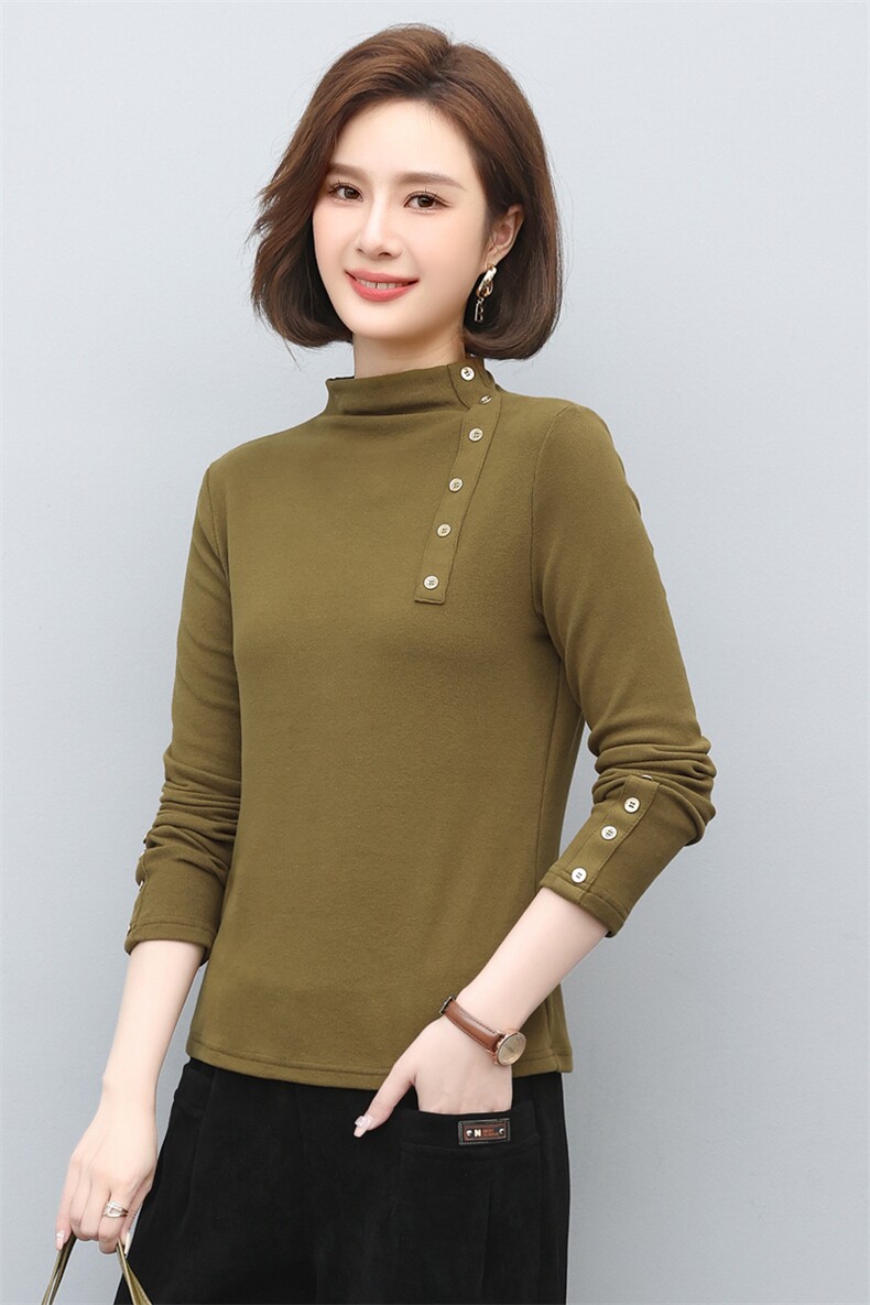 时尚半高领长袖打底衫女冬季新款加厚保暖针织衫修身显瘦上衣,针织衫/毛衣,涵誉