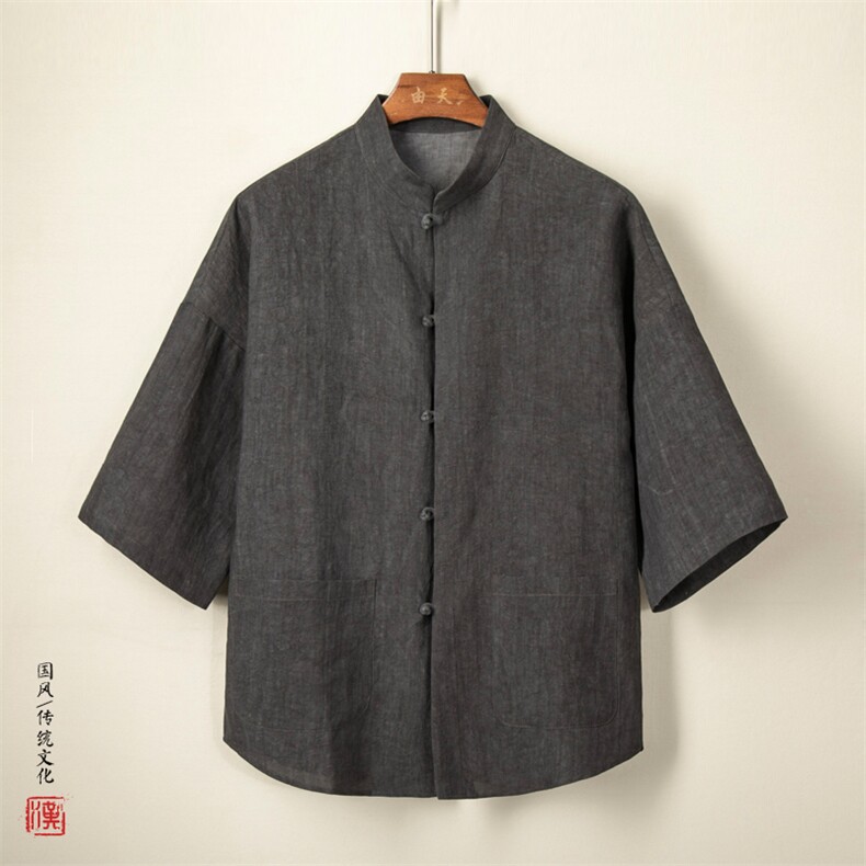 2025夏装风棉麻男士唐装短袖衬衫C026P85,男装T恤,钱塘802