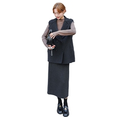 现货新款双面羊毛呢连帽百搭休闲羊毛马甲，女装双面呢大衣，丝露依尚（原SL）