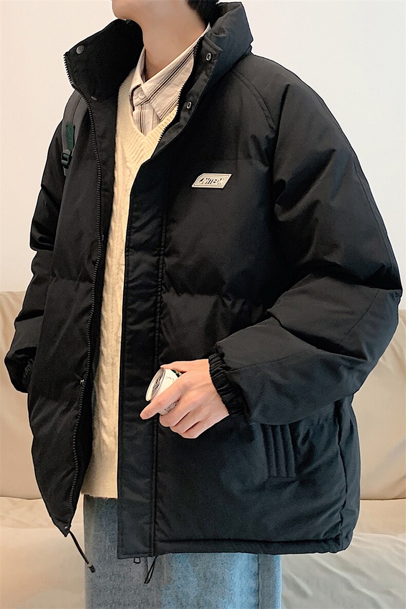 新款男百搭设计感纯色情侣港风棉衣M065-P90控148,男装棉衣,星座717