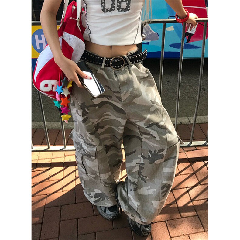 美式复古灰迷彩工装裤男女宽松显瘦多口袋百搭阔腿休闲裤KN1116,男装工装外套,星座1116A（原606A-3）