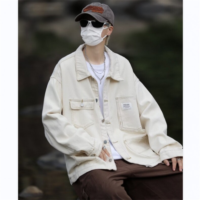 高街牛仔外套男韩版潮流痞帅2025冬季新款ins宽松夹克W5406-P60,男装工装外套,星座412