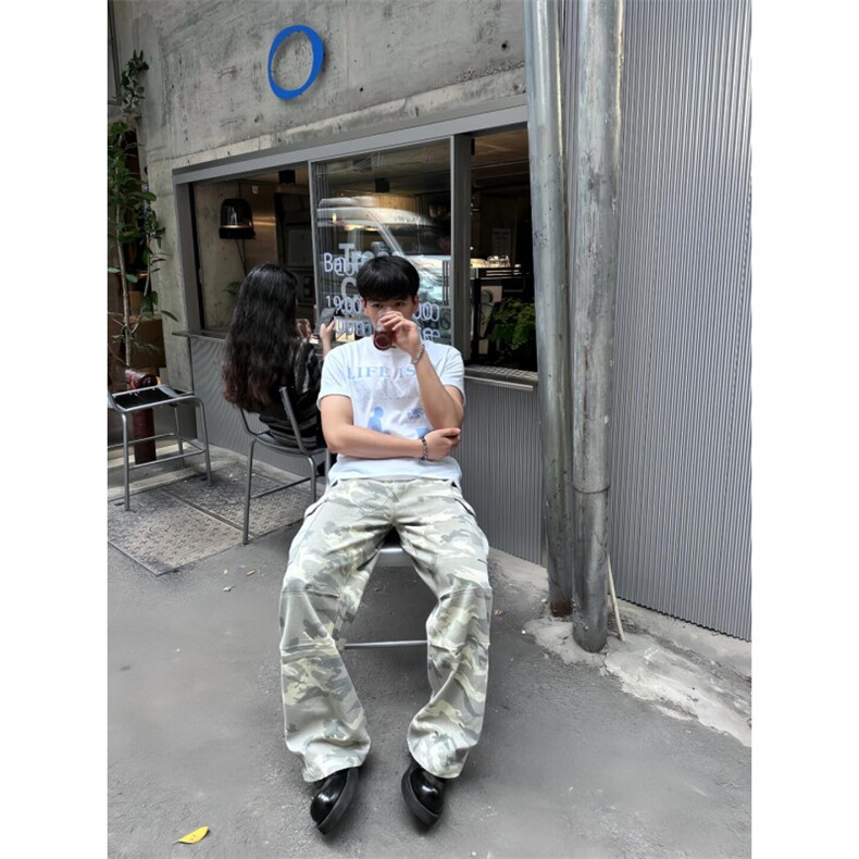 【有货】美式复古迷彩裤男款春秋潮牌痞帅炸街裤子B0013LL-特P60,男装休闲裤,星座1007（原301D）