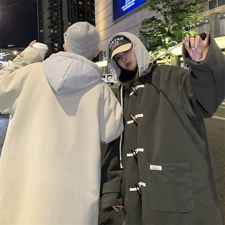 1港风情侣牛角扣加棉呢大衣男可拆卸帽外套男FY8716P138控188，男装毛呢大衣，星座226-2