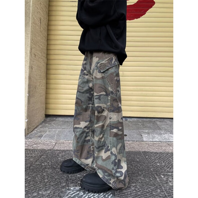 迷彩休闲裤男女韩版潮流高街帅百搭2024秋冬ins宽松长裤K5857-P55图片