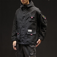 2021春季日系黑墙立体口袋工装夹克连帽外套钱塘6025-jk15-p90，男装夹克，星座311A